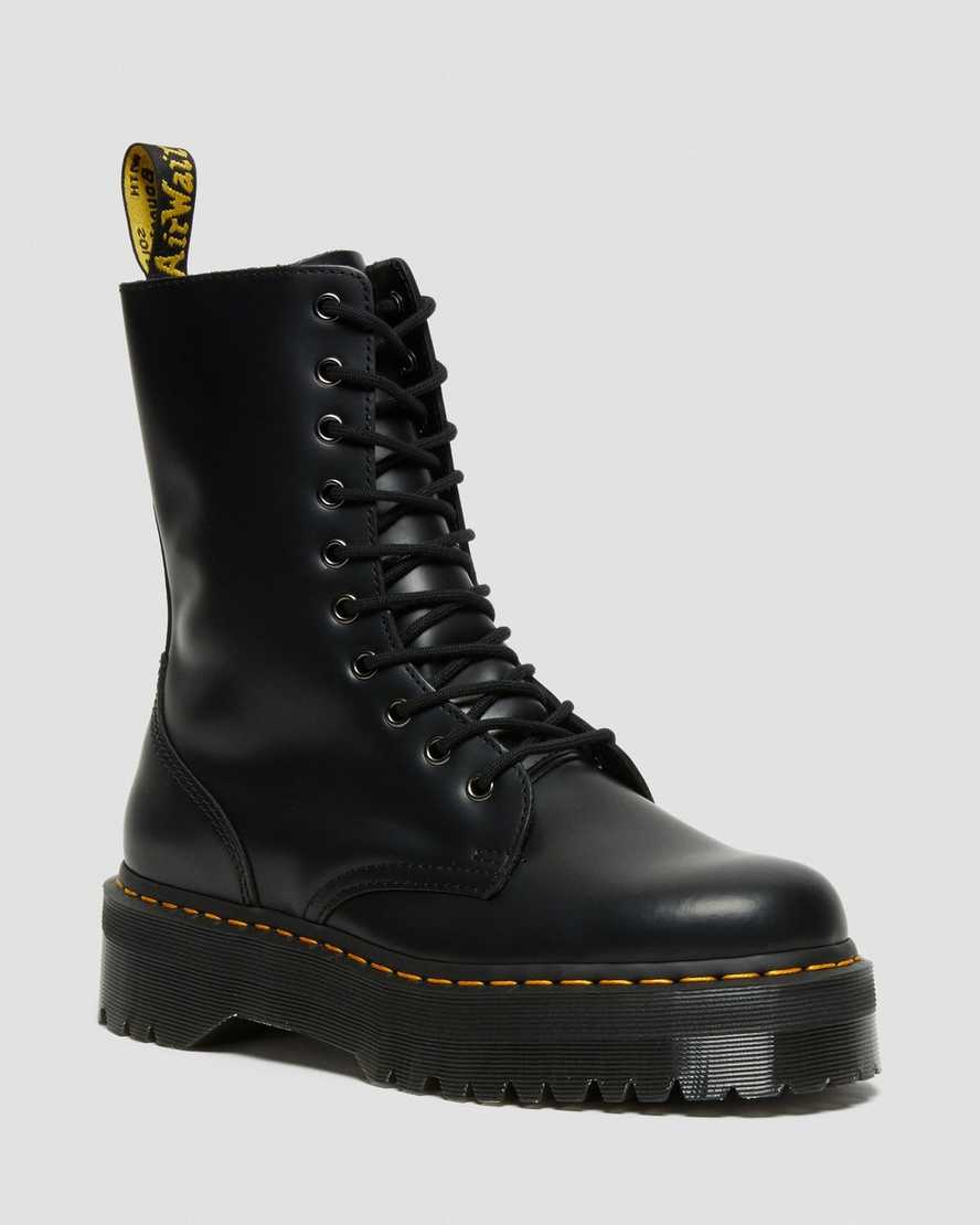 Dr. Martens Jadon Hi Smooth Nahka Miesten Platform Nilkkurit - Mustat Nilkkurit [097-IETNUK]